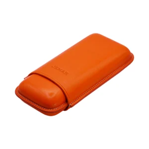 Jemar Orange Leather Cigar Case - 2 Robusto