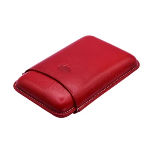 Jemar Red Leather Cigar Case - 3 Robusto