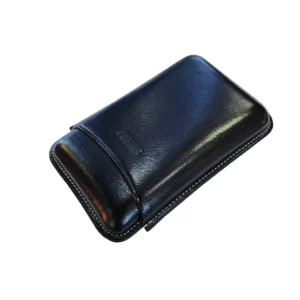 Jemar Black Leather Cigar Case - 3 Robusto