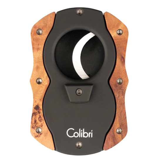 Colibri Cut Wood Cigar Cutter - Black and Light Burl