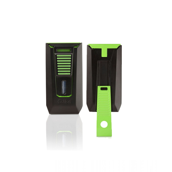Colibri Slide Double Jet Flame Cigar Lighter - Black & Green