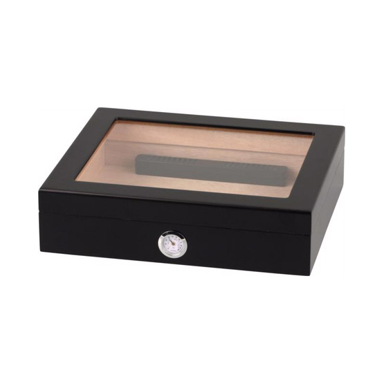 keyword Matte Black Humidor with Glass Top for 20 cigars