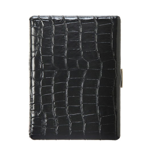Tsubota Pearl Cosmos Croco Cigarette Case - Black