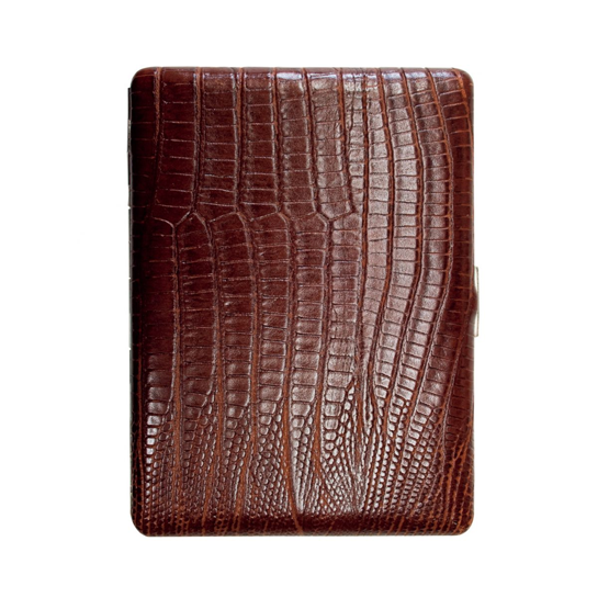 Tsubota Pearl Cosmos Lizard Cigarette Case - Brown