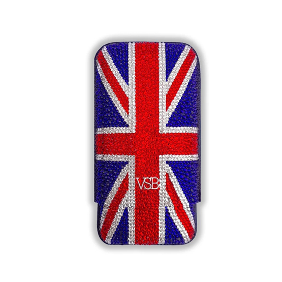 VSB Swarovski Crystal Union Jack Cigar Case - 3 Robusto