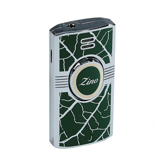 Zino Graphic Leaf Single Jet Flame Cigar Lighter - Green