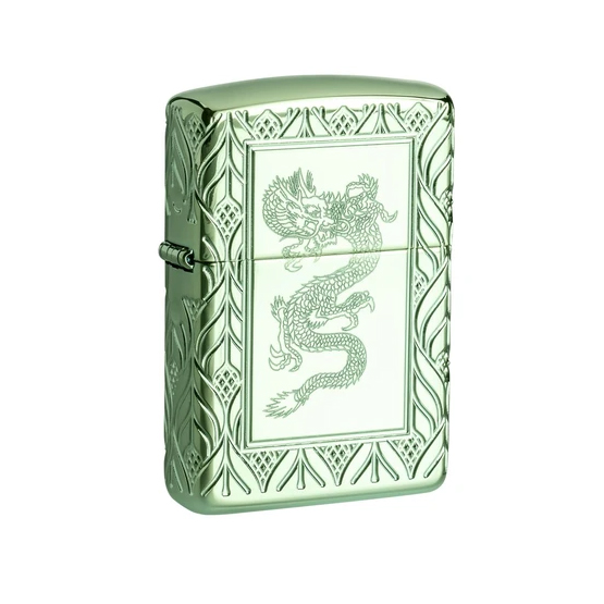 Zippo Armor High Polish Green Elegant Dragon Soft Flame Lighter