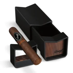Davidoff Sliding Single Cigar Rest Ashtray - Black & Wood