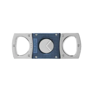 Elie Bleu Double Blade Cigar Cutter - Stainless Steel Blue Grid