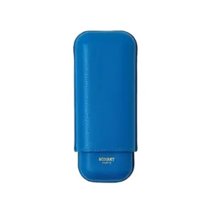 Bosquet Paris Capri Blue Grained Calf Leather Cigar Case - 2 Cigars