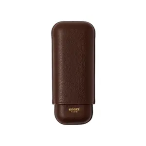Bosquet Paris Palissander Dark Brown Grained Calf Leather Cigar Case - 2 Cigars