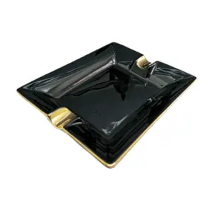 CIGAR-ASHTRAY-2-RESTS-BLACK-WITH-GOLD