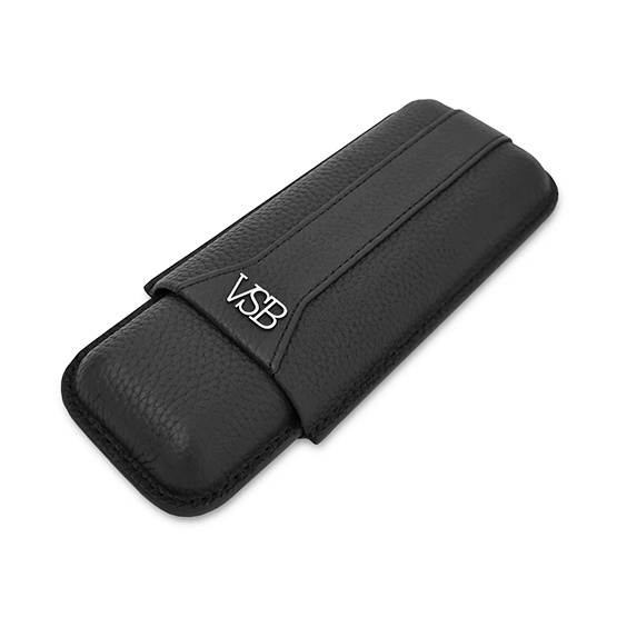 VSB Black Leather Cigar Case - 2 Robusto - Image 3
