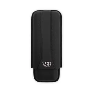 VSB Black Leather Cigar Case - 2 Robusto