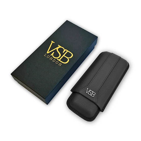 VSB Black Leather Cigar Case - 2 Robusto - Image 5
