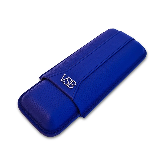 VSB Blue Leather Cigar Case - 2 Robusto - Image 3