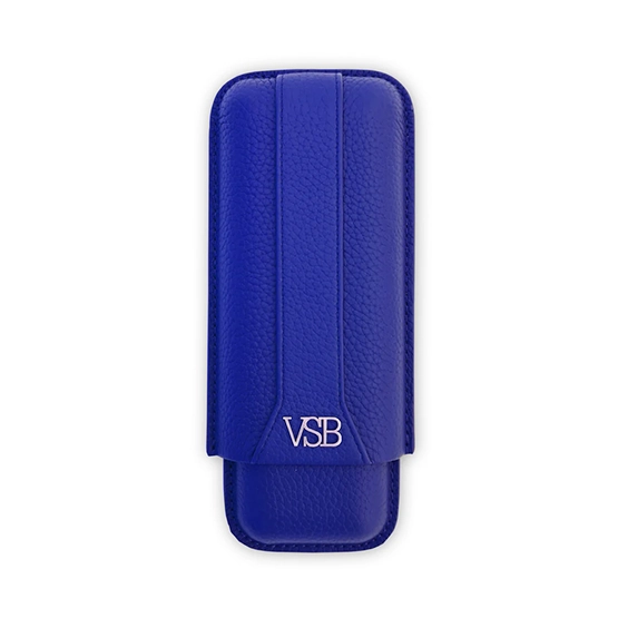 VSB Blue Leather Cigar Case - 2 Robusto