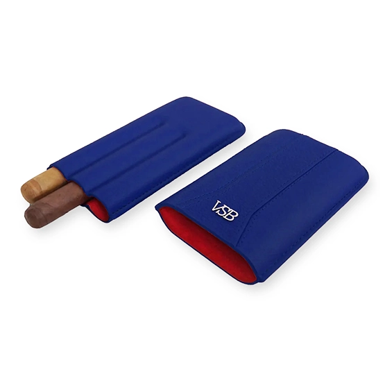 VSB Blue Leather Cigar Case - 3 Robusto - Image 5