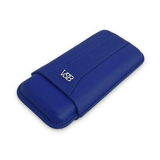 VSB Blue Leather Cigar Case - 3 Robusto - Image 3
