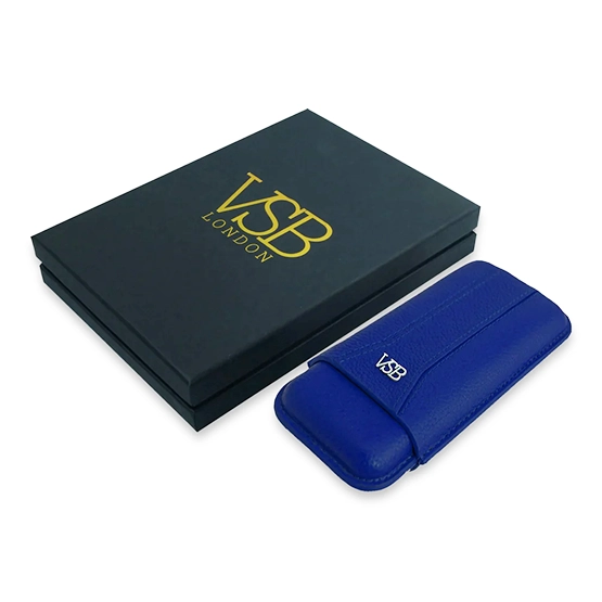 VSB Blue Leather Cigar Case - 3 Robusto - Image 4