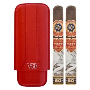 VSB Red 2 Finger Leather Case and Double Rocky Patel Sixty Toro Christmas Cigar Deal