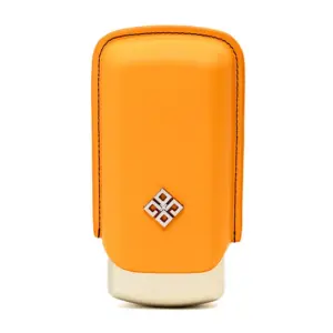 Alestimo Cigar Case for 2 Cigars - Orange and Gold