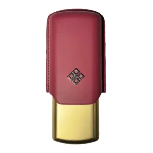 Alestimo Red and Gold Leather and Metal Cigar Case - 2 Toro